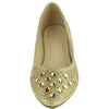 Womens Ballet Flats Rhinestone Glitter Slip On Casual Shoes Gold