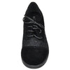 Womens Closed Toe Shoes Embroidered Flower Lace Up Oxford Flats black