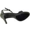 Womens Dress Sandals Single Strap Rhinestone Accent Stiletto Pumps black