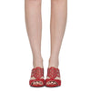 Womens Dress Sandals Glitter Rhinestone Cutout Wedge Heel Sandals Red