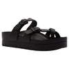 Strappy Platform Sandals Ring Toe Double Buckles Black