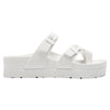 Strappy Platform Sandals Ring Toe Double Buckles White