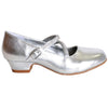 Kids Dress Shoes Assymetrical Strappy Rhineston Closed Toe Buckle Shoe Silver