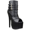 Womens Ankle Boots Peep Toe Stacked Buckle Sexy Dress Shoes Black