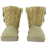 Kids Ankle Boots Interior Fleece Button Accent Soft Rubber Sole Beige