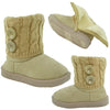 Toddler Ankle Boots Fur Lining Buttons Accent Soft Rubber Sole Booties Beige