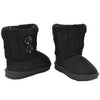 Toddler Ankle Boots Fur Lining Buttons Accent Soft Rubber Sole Booties black