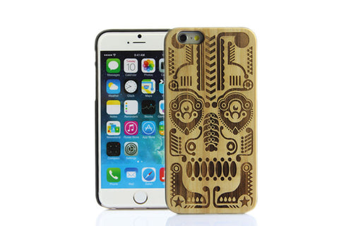 Wooden Case iPhone 6 Hard Cover Engraved Pattern Bamboo Beige Beige