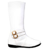 Kids Knee High Boots Quilted Leather Gold Buckle Accent Riding Shoes White