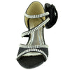 Kids Dress Sandals Asymmetrical Rhinestones Heart High Heel Shoes Black