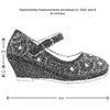 Kids Dress Shoes Ankle Strap Glitter Rhinestone Wedge Pumps Silver
