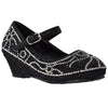 Kids Dress Shoes Ankle Strap Glitter Rhinestone Crystal Wedge Pumps Black