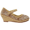 Kids Dress Shoes Ankle Strap Glitter Rhinestone Crystal Wedge Pumps Gold