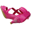 Kids Dress Sandals Rhinestone Bow Accent Strappy Flower High Heel Pink