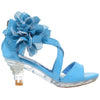 Kids Dress Sandals Strappy Rhinestone Flower Clear High Heel Shoes Blue