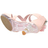 Kids Dress Sandals Strappy Rhinestone Flower Clear High Heel Shoes Pink