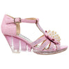 Toddler Youth Girls T-Strap  Rhinestone Beaded Clear Wedge Sandals Kids