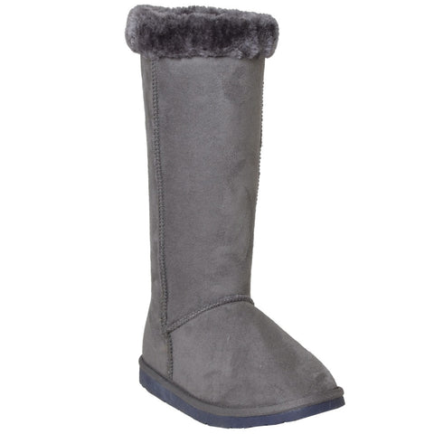 Womens Fur Cuff Mid Calf Boots Gray