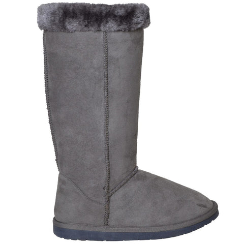 Womens Fur Cuff Mid Calf Boots Gray