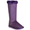 Womens Fur Cuff Mid Calf Boots Purple
