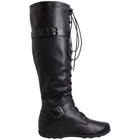 Women's Lace-Up Combat Knee High Boots