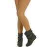 Womens Ankle Boots Slouch Knitted and Suede Cross Strap Buckles Gray