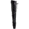 Womens Knee High Boots Corset Lace Up Platform Wedge Shoes Flatforms Black