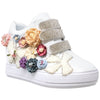 Womens Platform Shoes Rhinestone Pearl Flower Accent Hidden Wedge Sneakers White