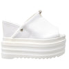 Womens Platform Sandals Rhinestone Accent Slip On Flatform Shoes White