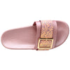 Womens Platform Sandals Glitter Buckle Rhinestone Slip On Flatform Slide Pink
