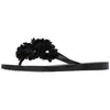 Womens Flat Sandals Rhinestone Floral Accent Slip On thong Flip Flop Black