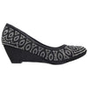 Womens Dress Shoes Slip On Wedge Pumps Rhinestone Jewel Shoes Black