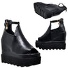 Womens Platform Sandals Peep Toe Ankle Strap Flatform Wedge Shoes Black
