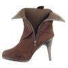 Womens Mid Calf Boots Suede Stilleto Fold Over High Heel Dress Shoes Brown