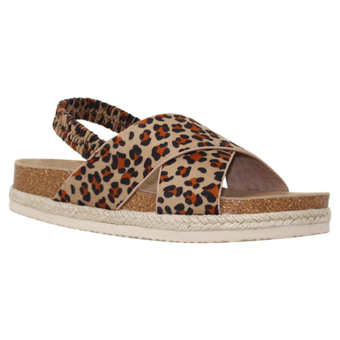 Classic Comfort Platform Sandals Criss Cross Espadrilles Sling Back Leopard