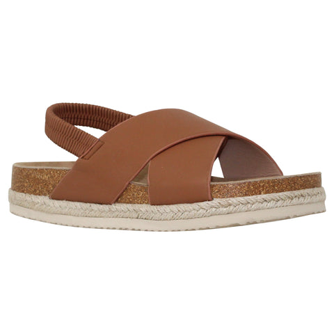 Classic Comfort Platform Sandals Criss Cross Espadrilles Sling Back Tan