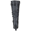 Womens Knee High Boots Buckle Accent High Heel Shoes Black