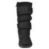 Kids Mid Calf Boots Knitted Calf and Buckle Accent Casual Shoes black