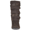 Kids Mid Calf Boots Knitted Calf and Buckle Accent Casual Shoes Brown