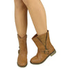 Womens Ankle Boots Spiked Zipper Combat Casual Comfort Shoes Tan