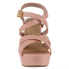 Womens Platform Sandals Strappy Buckle Accent Platform Wedge Shoes Coral