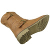 Womens Mid Calf Boots Loose Mid Calf Buckles Casual Comfort Shoes Tan