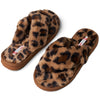 Womens' Fuzzy Fluffy Memory Foam Indoor Outdoor Flat Sandals Leopard Suede