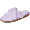 Womens' Fuzzy Fluffy Memory Foam Indoor Outdoor Flat Sandals Lilac Suede