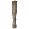 Womens Knee High Boots Quilted Front Buckle Accent Sexy High Heels Taupe