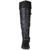 Womens Knee High Boots Fold Over Cuff Buckle Accents Casual Riding Shoes Black