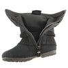 Kids Mid Calf Boots Ruched Knitted Buckle Straps black