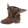 Kids Mid Calf Boots Ruched Knitted Buckle Straps Brown