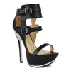 Womens Platform Shoes Double Adjustable Ankle Straps Platform Shoes black