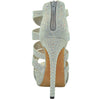Womens Dress Shoes Rhinestone Embellishments Cutout Platform Silver